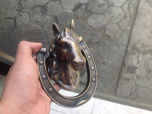 5" Inches Vintage Horse Head Brass Door Knocker Brass Door Bell With Expres Shiping