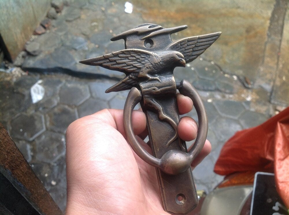 5.75" Main Entry Brass Door Knocker- American Eagle