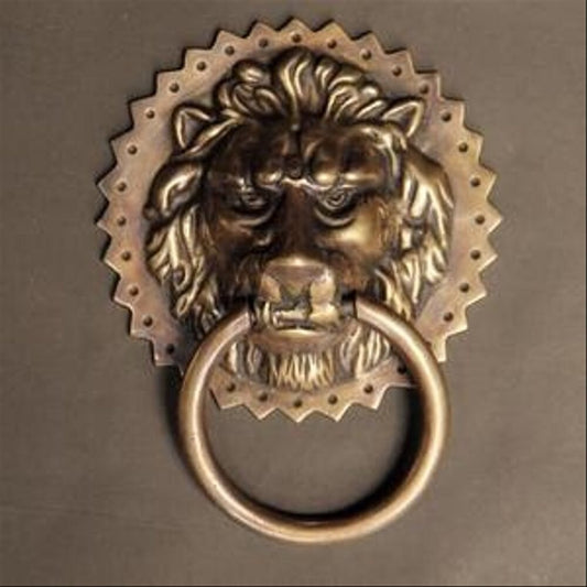 5.90" inches Vintage Antique Lion Star Head Brass Door Knocker | Brass Door Pull | Brass Door Handle