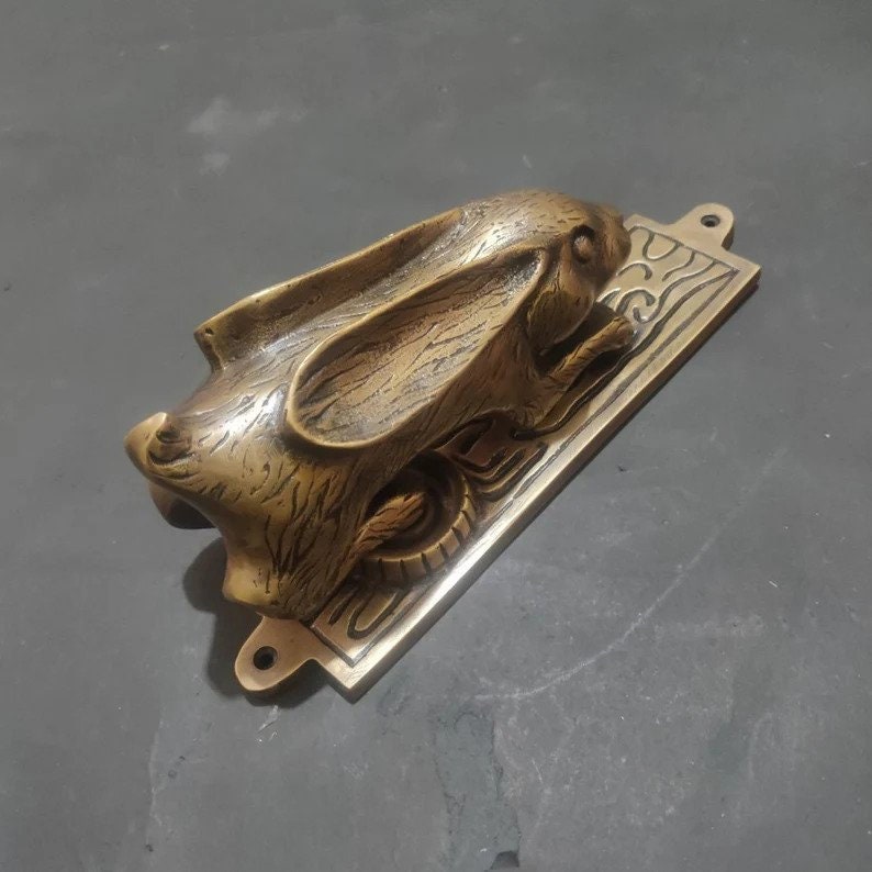 10.62" inches Brass door knocker - Solid Brass Rabbit Brass Door Bell With Express Shiping