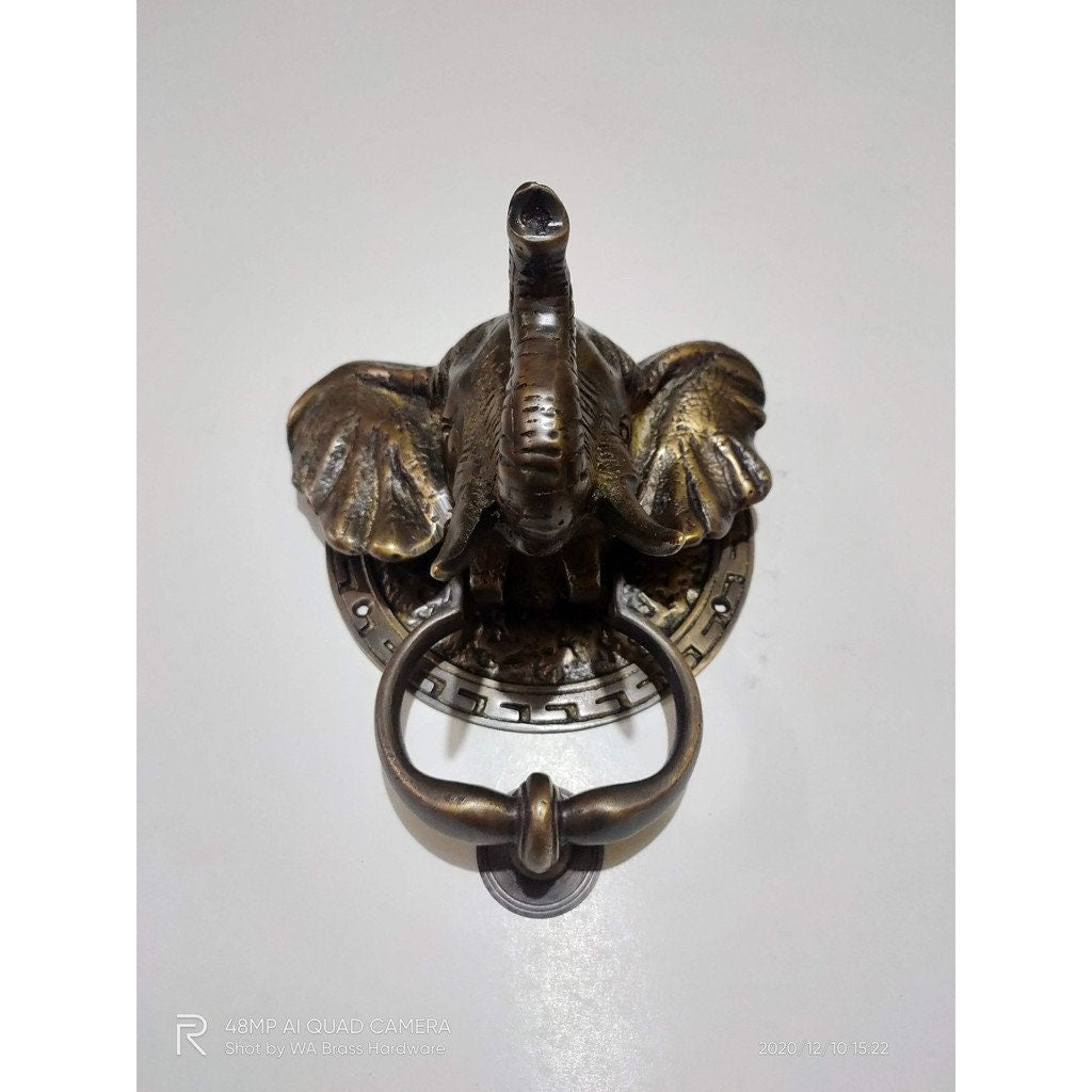 Vintage Antique Elephant Animal Head Brass Door Knocker - Head Elephant Brass Door Knocker With Express Shiping