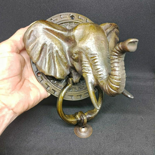 Vintage Antique Elephant Animal Head Brass Door Knocker - Head Elephant Brass Door Knocker With Express Shiping