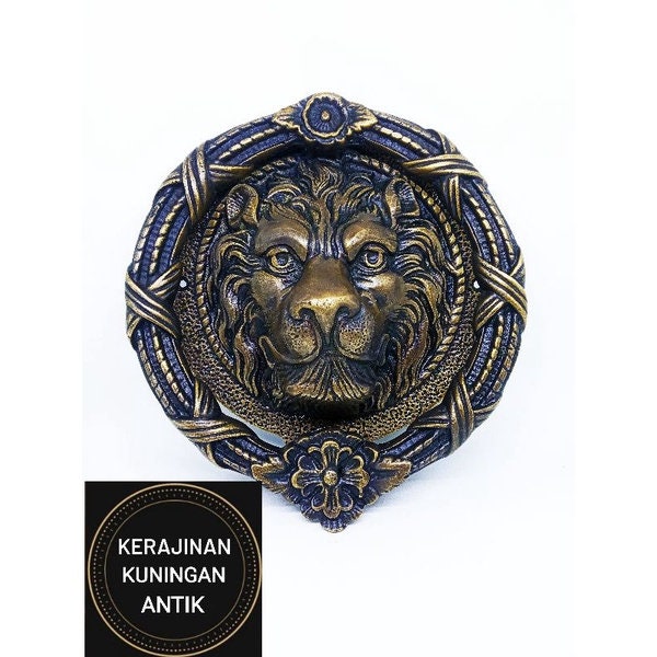 8" Inches SANDRINGHAM Brass Lions Head Brass Door Knocker | Lions Brass door bell | Brass front door banger With Express Shiping