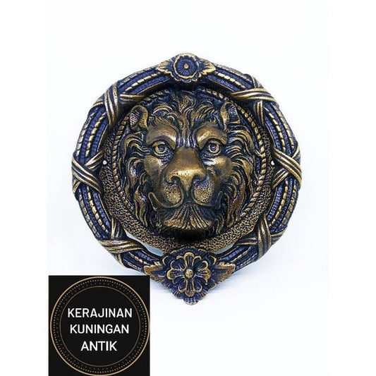 8" Inches SANDRINGHAM Brass Lions Head Brass Door Knocker | Lions Brass door bell | Brass front door banger With Express Shiping