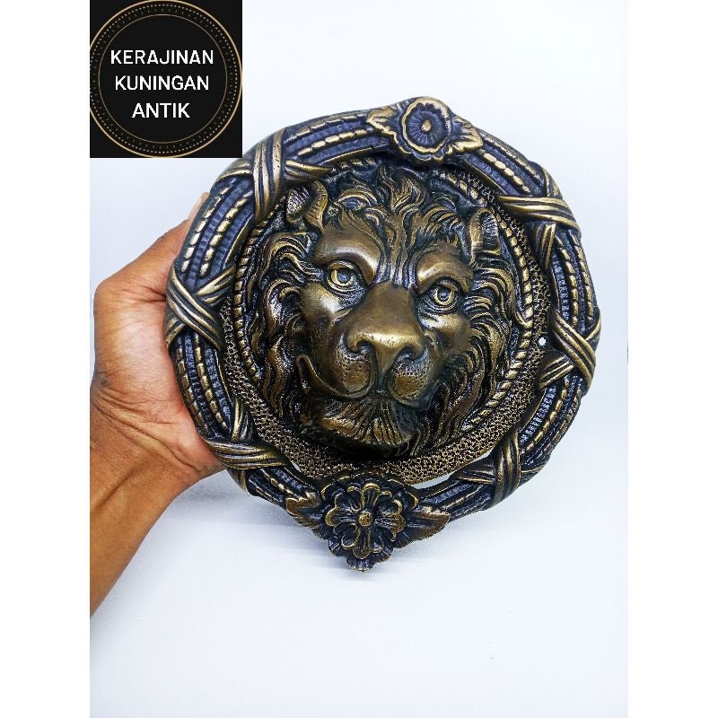 8" Inches SANDRINGHAM Brass Lions Head Brass Door Knocker | Lions Brass door bell | Brass front door banger With Express Shiping