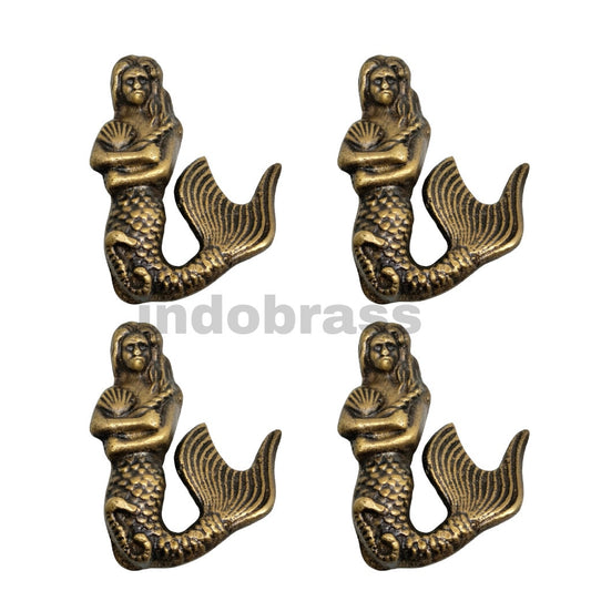 Lot of 4Pieces Solid Brass MERMAID Cabinet handle Solid Brass KNOB antique Drawer Pull