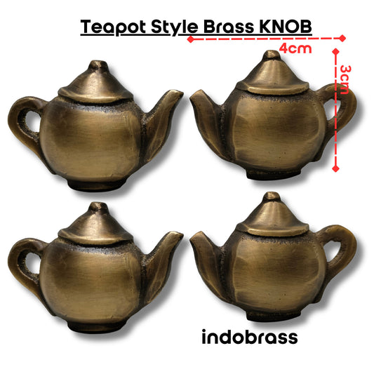 2Pair Vintage Teapot Fantasy and shell Knob hardware Solid Brass Cabinet Door Brass KNOB Drawer Handle