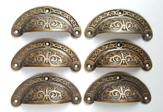 8cm Lot Of 6pieces Carved Handles Pull Knob Kitchen Cast Solid Bras | grab cabinet handle door bin pulls