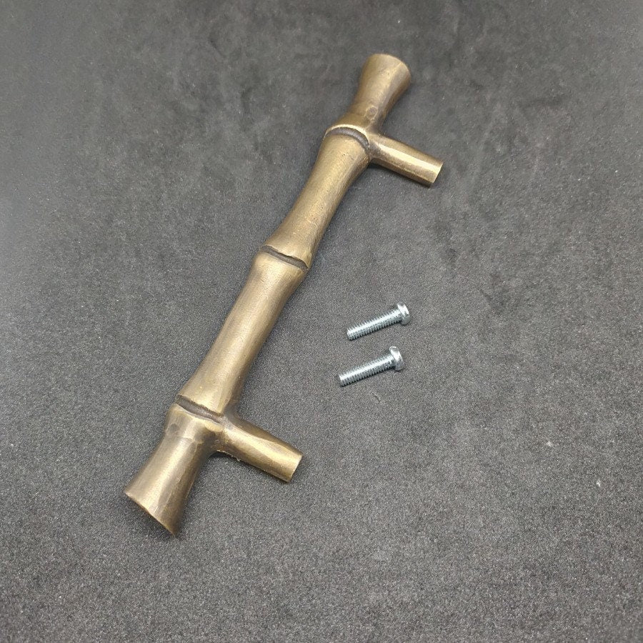 14cm lot of 4 pcs Kitchen Cabinet Bamboo Motif Solid Brass Door Handle