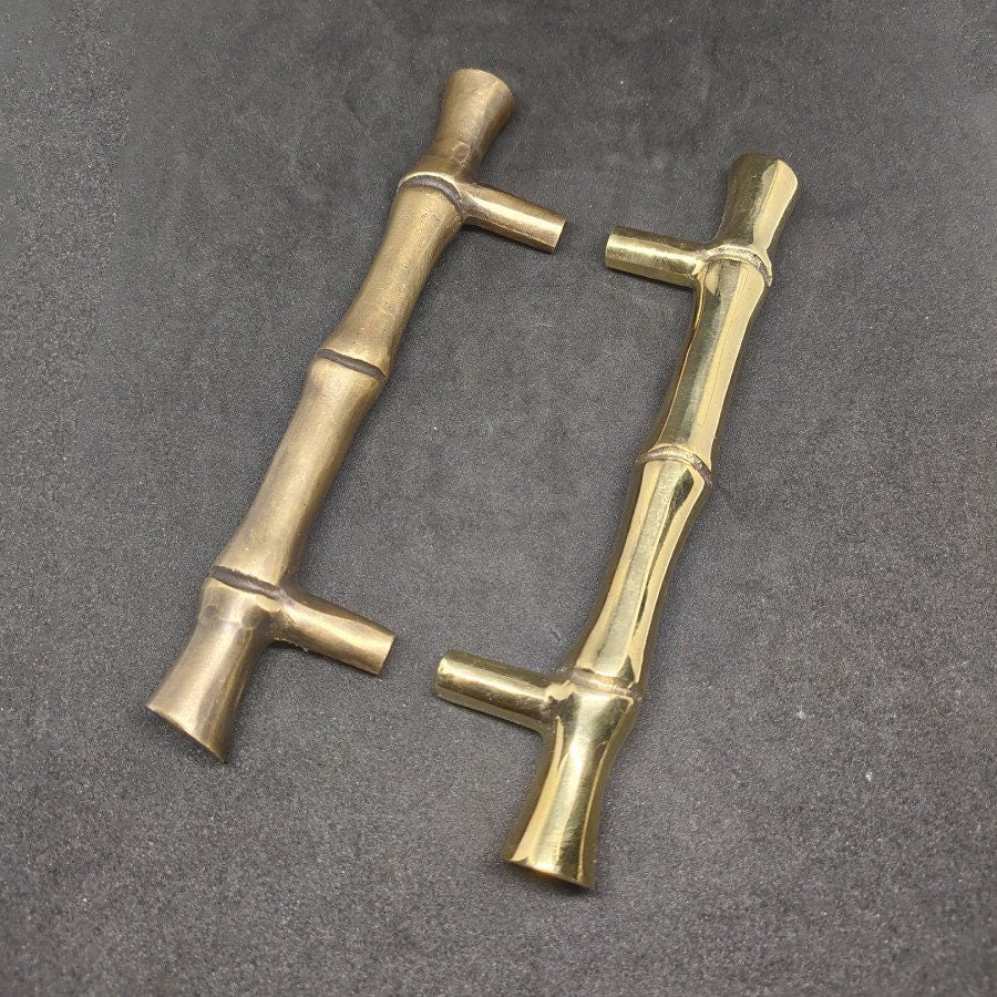 14cm lot of 4 pcs Kitchen Cabinet Bamboo Motif Solid Brass Door Handle