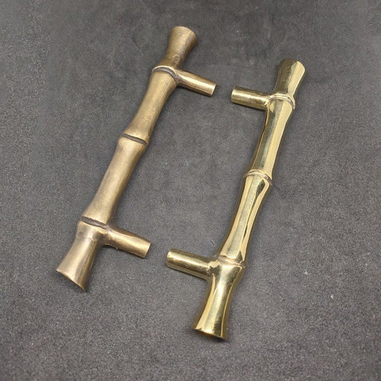 14cm lot of 4 pcs Kitchen Cabinet Bamboo Motif Solid Brass Door Handle