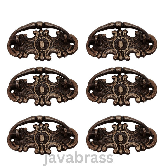 Set of 6 pcs Vintage Carved Batman Antique Knob Drawer Pulls Cabinet Handle Antique Solid Brass Closet Door Drawer Pulls Hardware