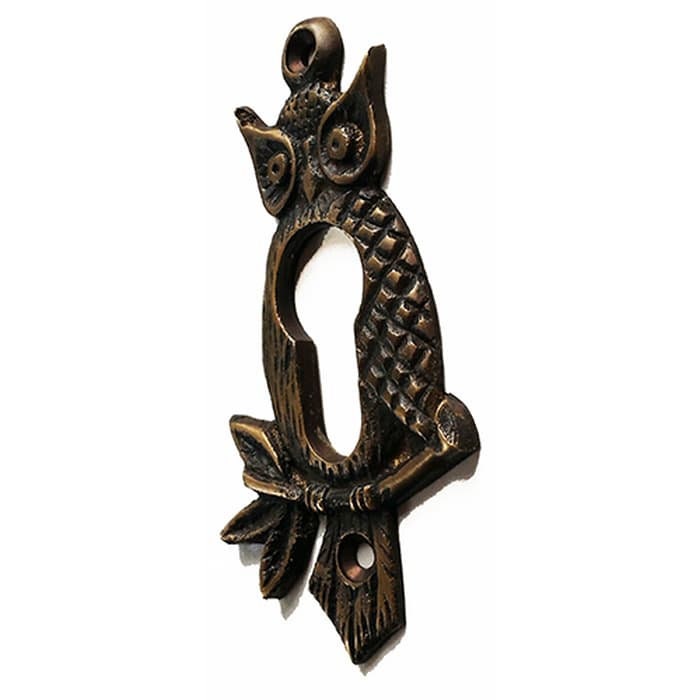 Set 2 Brass Owl Keyhole Lock plate cover Beautifull Brass Keyhole