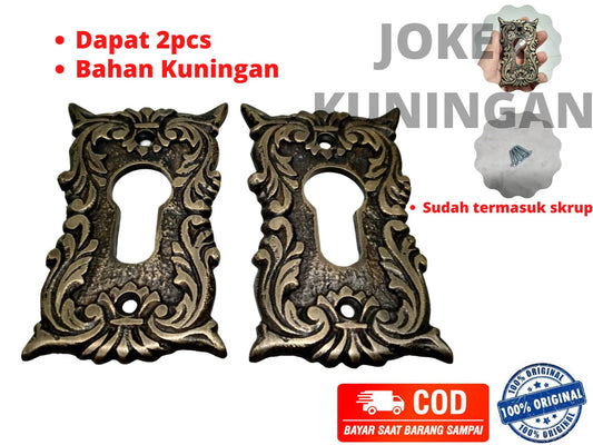 Set 2 Brass Leaf Carved Keyhole Lock plate cover Beautifull Brass Key Holes Cover