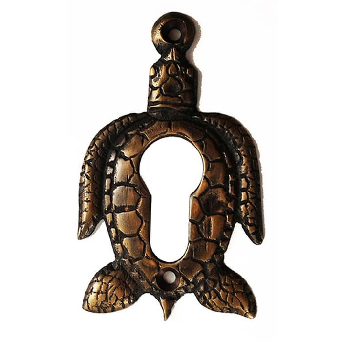 Set 2 Brass Turtle Keyhole Lock plate cover Beautifull Brass Key Hole Cover