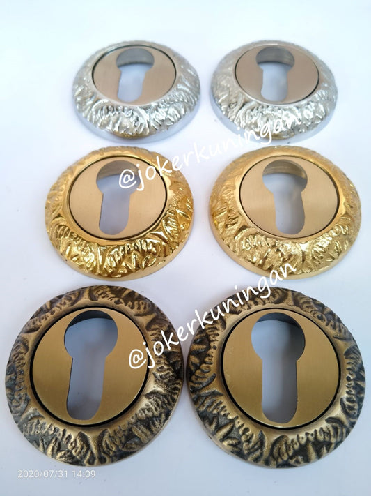 Set 2 Brass Old Retro Escutcheon Key Hole / Concealed Fix Euro Escutcheon Round Keyhole Lock plate cover