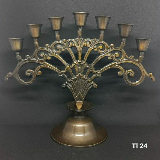 7 Holes Vintage Antique Brass Candle Holder