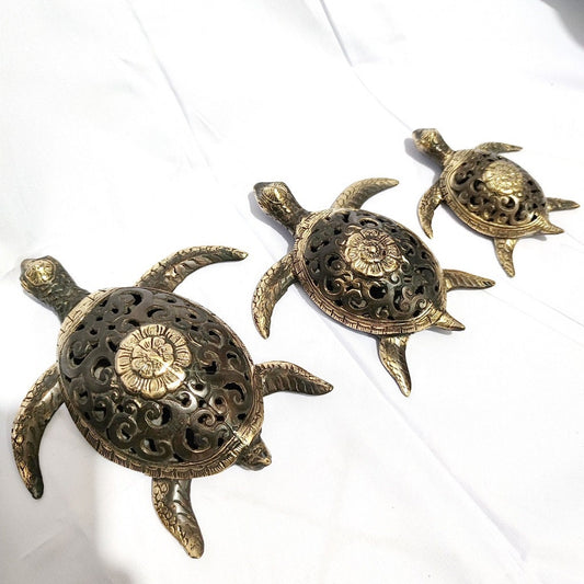 Vintage turtle solid brass statue deco - Gold Brass turtle detailed sculpture for Table Decor
