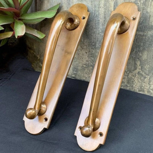 Pair of Vintage Main Entry Door Pull Handle Squid Motif Antique Solid Brass Home Decor | Brass door handle | Brass door pull