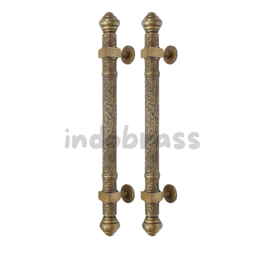 40cm Pair Vintage Carved brass door handle | Antique brass door pull | Main brass door pull