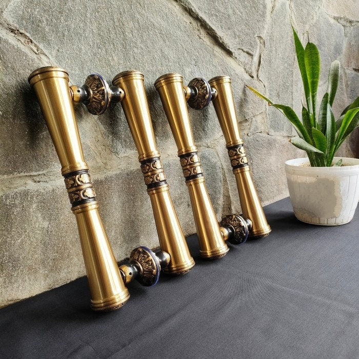 17" Inches 2PAIR PLAIN GADA Main entry Brass door pull handle for front door solid Brass | Brass door pull | Glass Door brass door handle