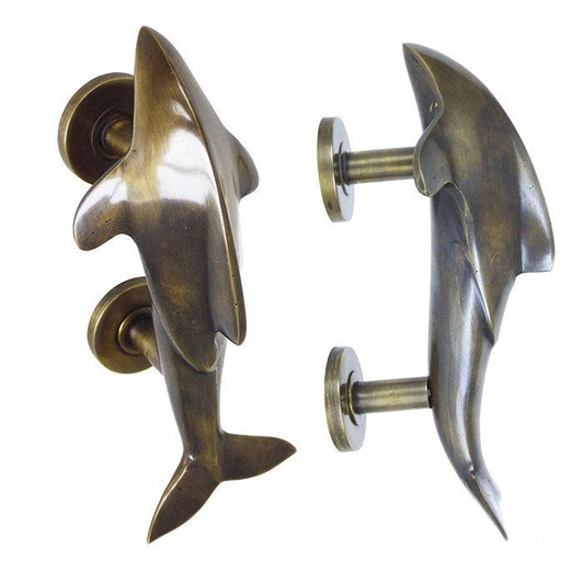 16cm 1Pair Antique Dolphin Brass Door handle | Brass door pull