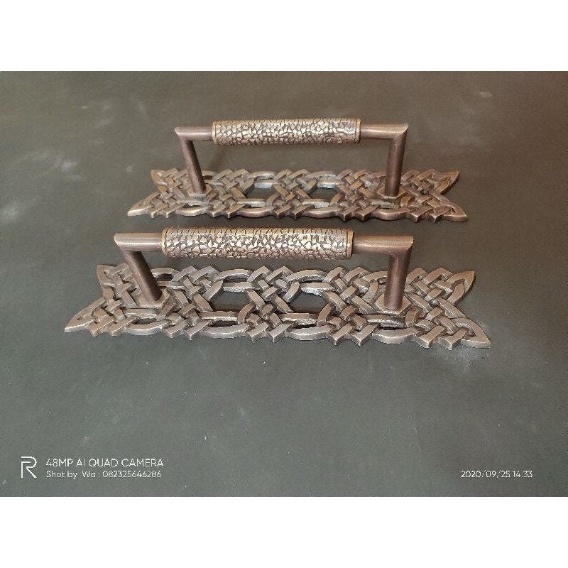 1 Pair Solid Brass Rope Carved Door Pull Handle | Cabinet Drawer Dresser Handle Pulls