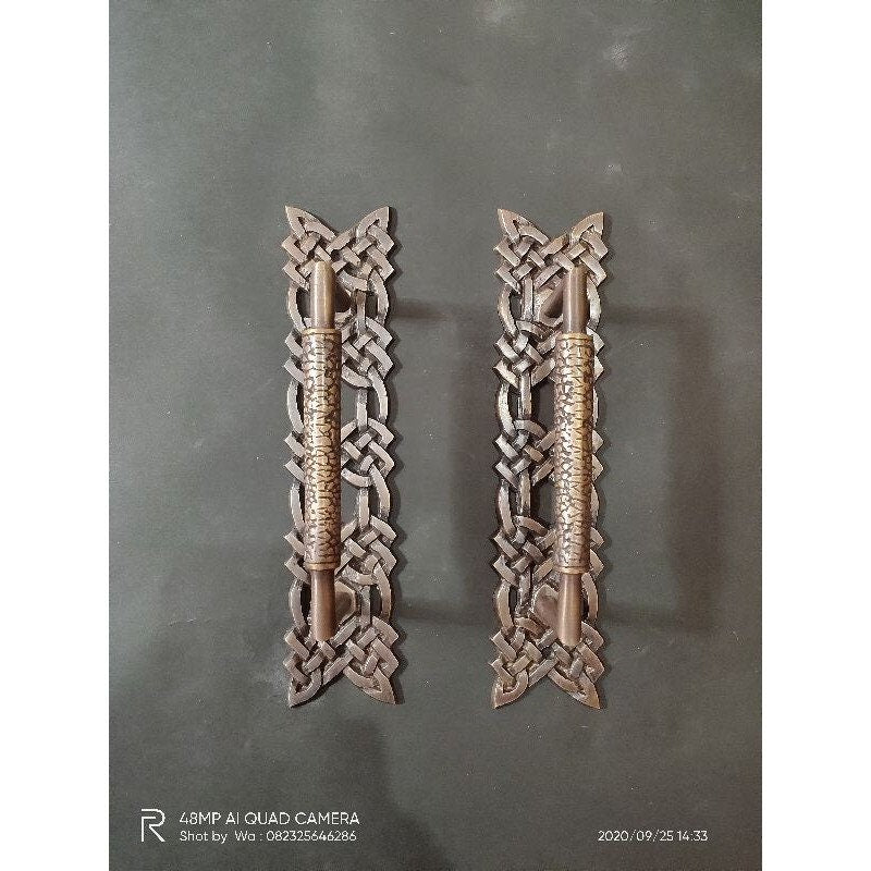 1 Pair Solid Brass Rope Carved Door Pull Handle | Cabinet Drawer Dresser Handle Pulls