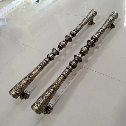 100cm Pair Very Long Pair main entry Carved GADA door pull handle for front door solid Brass | Brass door pull With Express Shiping