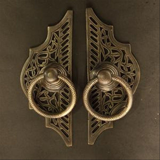 1Pair Brass Door Pull Pair Antique, Door Pull Ring, Entry Door Handle, Door Handle Pull, Door Handle Set, Entry Door Decor