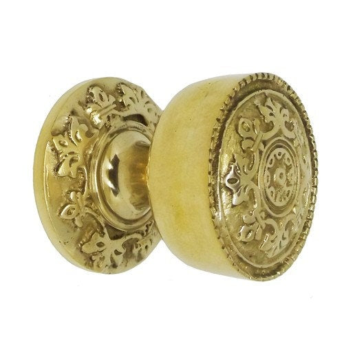 2.4 Inches Lot of 2 pcs Polished Brass Carved Brass Door Knob Antique Brass Door Pull Antique Brass Door Handle