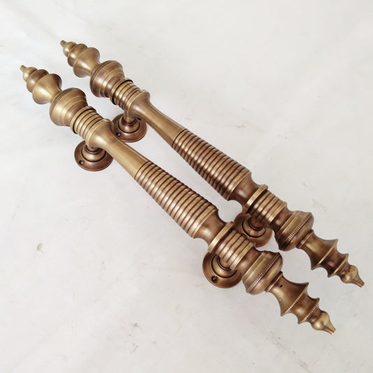 Pair Solid Brass Minaret Handle Classic Front Door Handle Pulls | Entry Front Door Brass Handle Pulls