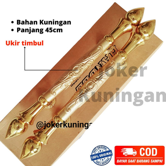 Pair of Vintage Main Entry Door Pull Handle Carved MONAS Polished Brass Home Decor | Brass door handle | Brass door pull