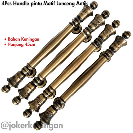 45cm Lot of 4 pieces of Vintage Main Entry Door Pull Handle BELLS Antique Solid Brass Home Decor | Brass door handle With Express Shiping