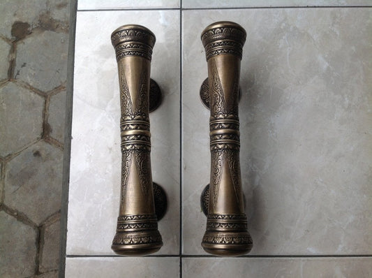 12" Of Two Pieces Inches Solid Brass Victorian Big Pulls Handle Vintage Classic Detail Front Door Handle | Solid Brass Door Handle