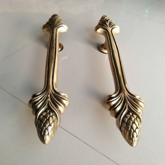 17.71" Inches 45cm Set 2 pcs Vintage Flowers Brass Door Handle | Brass Door Pull | Brass door handle With Express Shiping