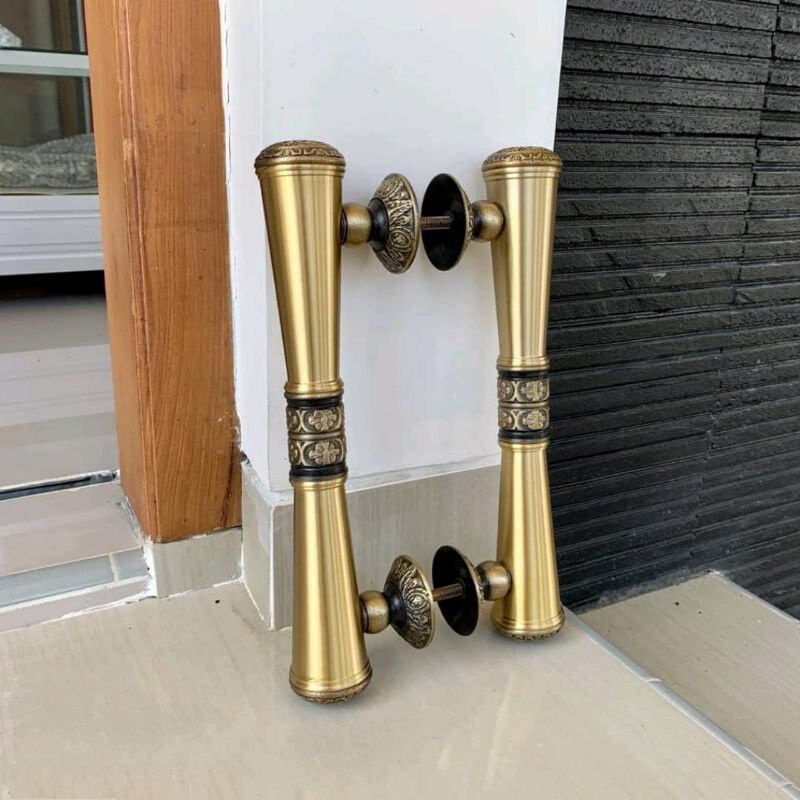 Pair vintage plain godo Main Entry Brass Door Handle | Antique Brass door pull With Express Shiping