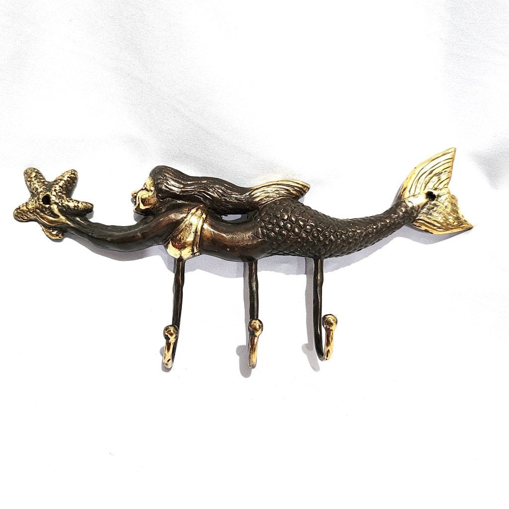Vintage Mermaid Brass Hook Antique Gold Brass Hook