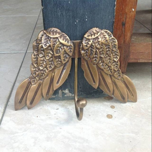 ANTIQUE WING HOOK Hanger Solid Brass Vintage Hook Hat Coat Strong Wall Mount
