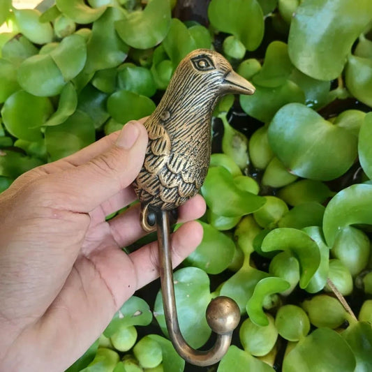 Lot Of 2Pieces ANTIQUE Bird Motif HOOK Hanger Solid Brass Vintage Hook Hat Coat Strong Wall Mount