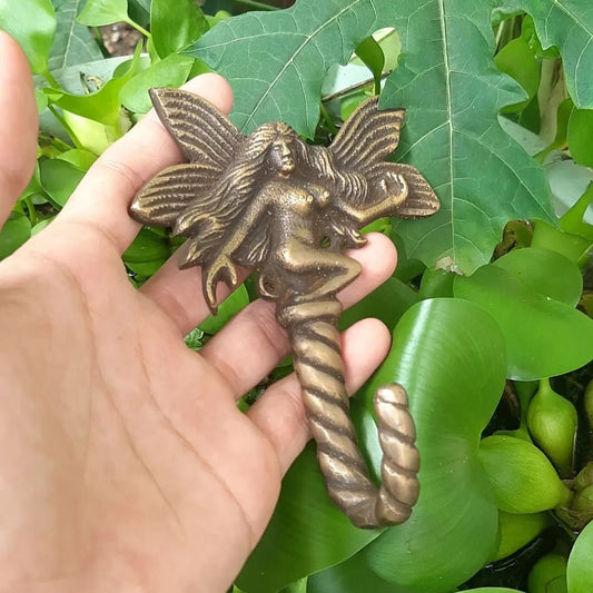4.72" Inches Lot Of 2pcs Vintage Naked Fairy Tales Fantasy Antique Solid Brass Wall Coat Hat Hook