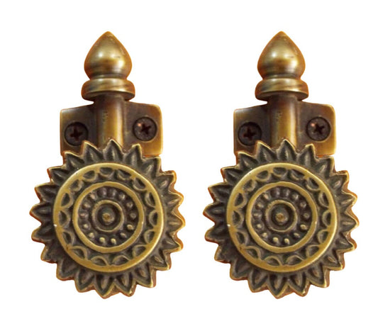 Lot of 2 pcs Vintage SUNFLOWER Solid Brass Strong Wall Coat HOOK Hanger