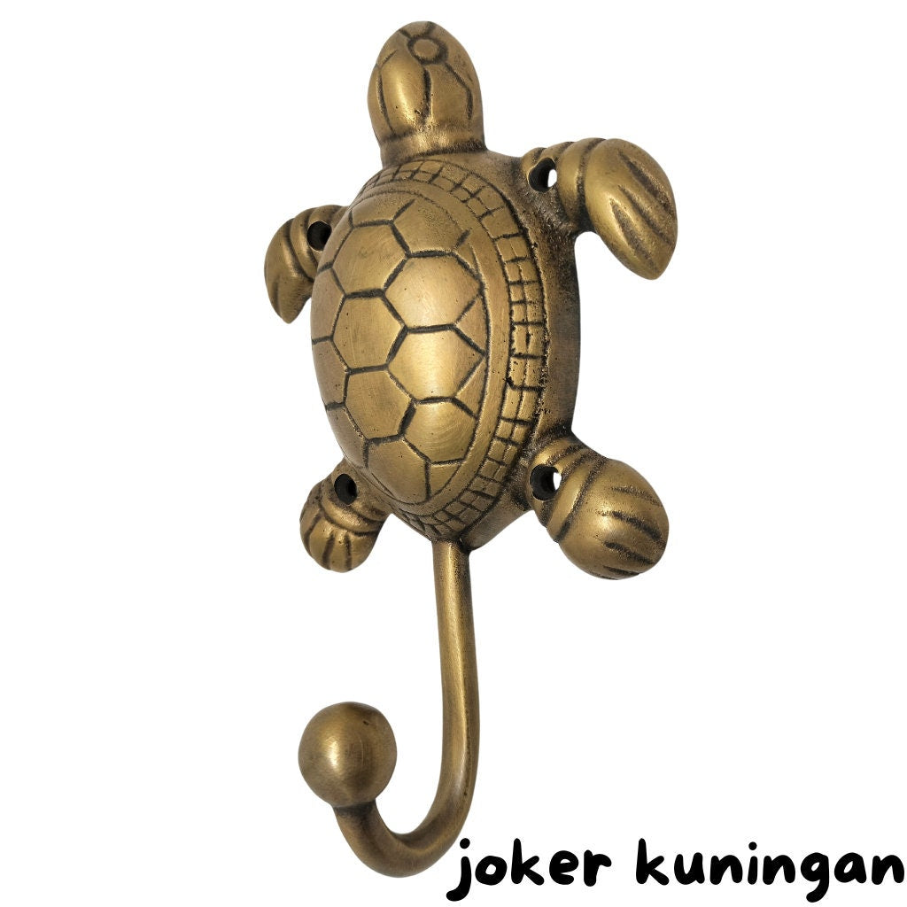 2pcs ANTIQUE Beautifull Big Turtle Motif HOOK Hanger Solid Brass Vintage Hook Hat Coat Strong Wall Mount