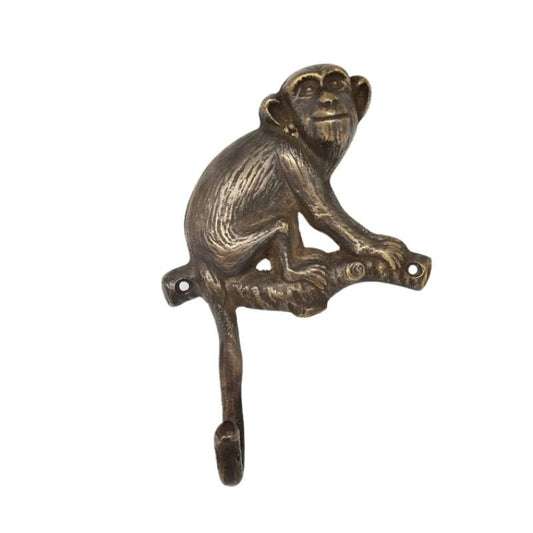 Lot of 4 pieces ANTIQUE small Monkey hook Hanger Solid Brass Vintage Hook Hat Coat Strong Wall Mount