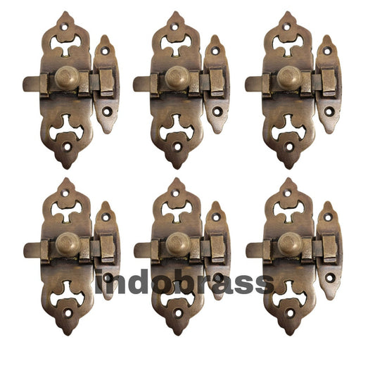 Lot of 6 pcs Solid Brass Classic LATCH Lock Slot Dark Brown Finish Brass Fast Lock Door