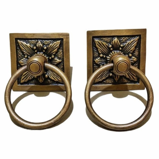 2.75 Inches Lot of 2 pcs Vintage Square Brass Antique Cabinet Handle Knob pulls Brass door pull GBY 026