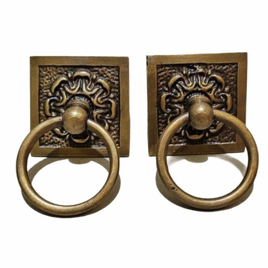 1.96 Inches Lot of 4 pcs Vintage Square Brass Antique Cabinet Handle Knob pulls Brass door pull GBY 027