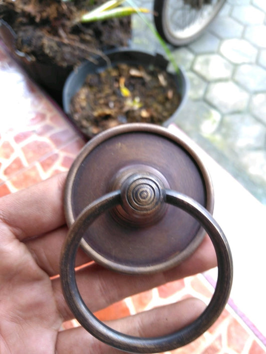 2.36" Inches 2 pcs Vintage Round Antique Brass door pull Cabinet handle knob pull GBY 06