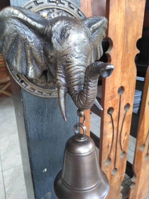 Vintage Antique Elephant Animal Head Brass DoorBell - Head Elephant Brass Doorbell With Express Shiping