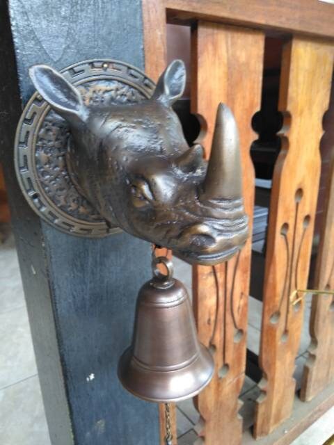 Vintage Antique Rhino Animal Head Brass DoorBell - Head Rhino Brass Doorbell With Express Shiping